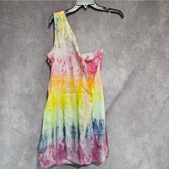 Women's Custom Tie Dye Single Strap Mini Dress Large - Picture 3 of 3